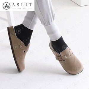 [기타][애슬릿] 커플 스웨이드 여성 버클 안감 털 뮬 블로퍼