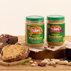 TEDDIE 땅콩버터 잼 스프레드 땅콩100% 유리병용기- 454g