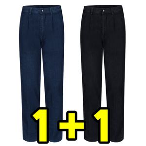 원플러스원 겨울 남성 기모청스판바지 블랙청 진청 작업복 데님팬츠 중년청 정비복 근무복 빅사이즈