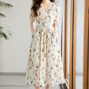 [드레스허그]브로키 로즈 랩 쉬폰 원피스 2COLOR