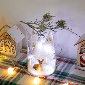 크리스마스 장식 화병 LED 눈속 사슴 글라스 set 21cm (DIY) 소품 테이블 탁상용 오브제 행사 촬영 꾸미기