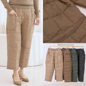 엄마옷 마미소 후끈후끈 솜 바지 여성 겨울 기모 패딩 누빔 방한 할머니 빅사이즈 40 70 마담 중년 여성 옷