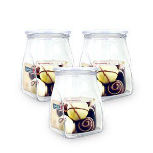 [기타]유리 사각 양념병(대 600ml)-3개 사각잼병 글라스락 견과류병 조미료통