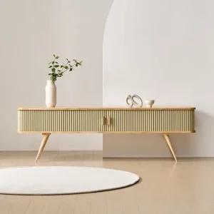 데이크 원목 슬라이딩 템바보드 거실장 1800 착불