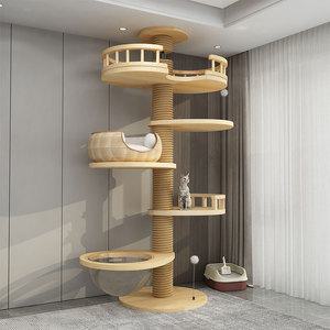 원목캣타워 뚱냥이 애완묘 스크래쳐 투명 해먹 캣폴