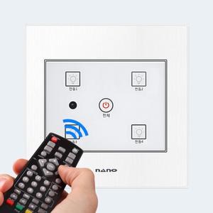 나노 아트2 터치 무선 전자식 리모컨 전등 스위치 4구 (화이트)