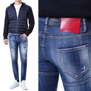 [디스퀘어드2]디스퀘어드 케이튼 레드 래더패치 중청진_슬림바이커핏/71LB0873