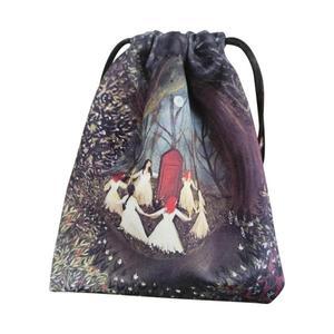 벨벳 타로 카드 보관 가방 토끼 인쇄 미니 드로스트링 백 보드 게임 쥬얼리 주사위 크리스탈 스톤 파우치
