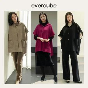 [런칭가 729000원] 에바큐브 24FW 캐시미어 후드 판초 코트