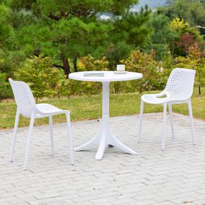 투톤 700 원형 루이 2인 야외 테이블 세트 카페 정원