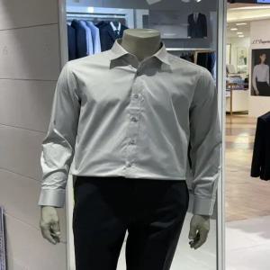 [트루젠]남성 라이트카키 이지케어 스판 데일리 긴팔 드레스셔츠 정장 와이셔츠 남방