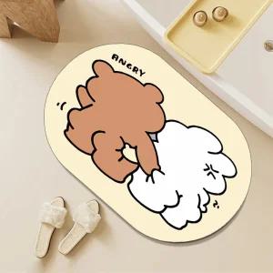 룰루홈 커플 규조토 발매트 빠른 흡수 미끄럼 방지 욕실 주방용 매트 2개세트