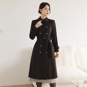 [시크라인] (~XXL까지) 플러드 더블버튼 헤링본 트렌치코트 겨울 2way 롱코트 아우터 하객룩 오피스룩 격식룩 모임룩