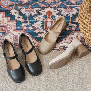 아이위크 가을 모던 키높이 통굽 발편한 여성 스트랩 힐 메리제인 여자 구두