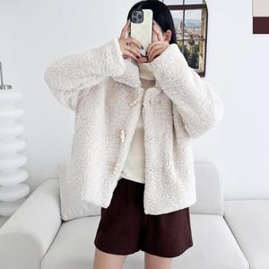 여자 겨울 러블리 뽀글이 양털 떡볶이 단추 하프 점퍼