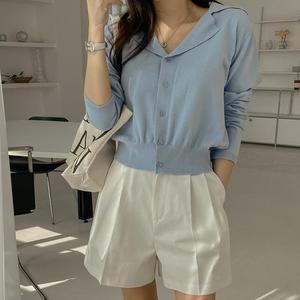 [시크릿라벨] [부드러워요] 오픈 카라넥 크롭 가디건