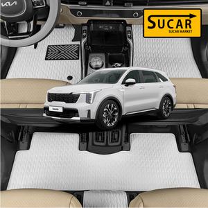 더뉴 쏘렌토 MQ4 리노 가죽 바닥 카매트 발판 자동차 SUV 차량용품 7인승 하이브리드 1+2열 현대