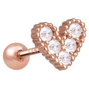 [미니아트] 14K 골드필드핀 큐빅하트 여성 데일리 패션 심플 피어싱