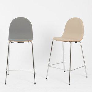 스코나 보니 플라이우드 가죽 크롬스틸 바체어 홈바 식탁 의자