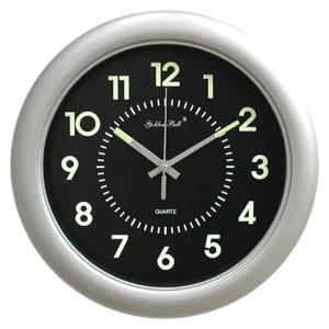 PM4072 야광 무소음 원형 벽시계 32cm 실버 제조한국