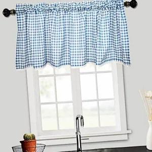 고품질 주방바란스 주방창 커튼 부엌창문 부엌 블루 체크 (WFGWF5Z)