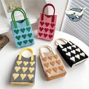 [기타]사랑스러운 하트 패턴 니트 미니 토트백 다양한 (WFH1L9R)