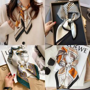 4종세트 쁘띠 미니 스카프 가방 손잡이 여성 실크스카프 얇은 봄 목 가을