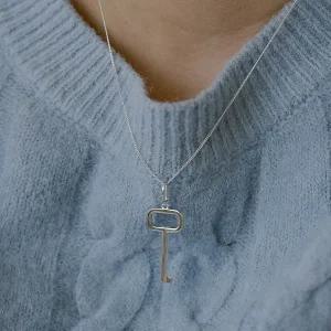 925실버 스퀘어 열쇠목걸이 Key 팬던트 은목걸이