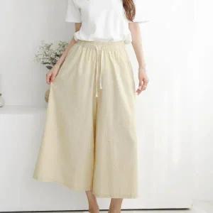 /옷자락 여자 칠부바지 와이드핏 봄 바지