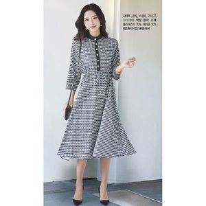 [NS홈쇼핑](삽)실키 배색 체크 원피스[35098954]