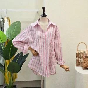 FM5C9BL5121_시어서커 스트라이프 루즈핏 셔츠