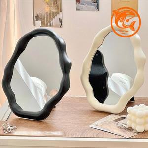 화이트 블랙 화장대 물결형 디자인 인테리어 심플 탁상거울 거울