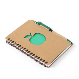 학생용 다용도 크라프트 애플 볼펜수첩 그린 미니 스프링수첩 포켓수첩 유선수첩 팬시수첩 핸디수첩