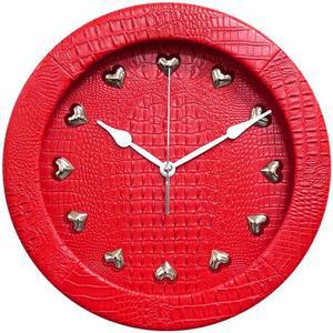 GB4923고급 가죽 하트 벽시계 레드