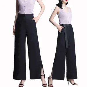 힙제이 쿨링팬츠 여성용 옆트임 와이드팬츠 아이스 통바지 밴딩팬츠