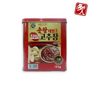 (다인) 순창 태양초 찹쌀 고추장 14kg _캔말통 고춧가루함량12% 대용량 업소용