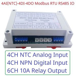 14CH 다기능 RS485 네트워크 버스 NTC 온도 수집기, 4AI-4DI-6DO Modbus RTU PLC 원격 IO 아날로그 디지털