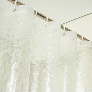 고품질 우윳빛반투명샤워커텐 차단되는 반투명목욕커튼 소형 커튼고리포함 (WFHVD52)