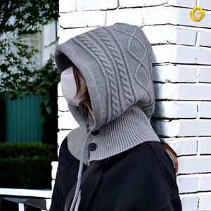 후드 바라클라바 꽈배기 니트 귀도리 모자 얼굴 토시 워머