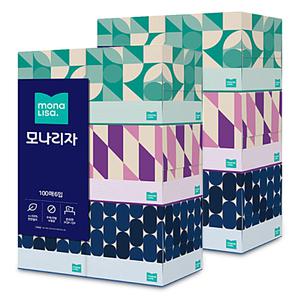 모나리자 각티슈 100매 x 12개 대용량 정사각 티슈 천연펄프 화장지 휴지 크리넥스