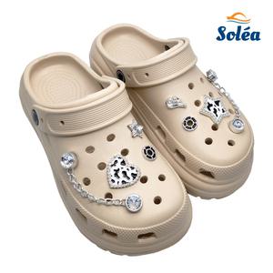 쏠레아 여성 비즈 아쿠아슈즈 클로그 통굽 쿠션힐