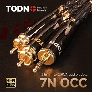 호환품 TODN hifi 35mm ~ 2rca 오디오 케이블 aux Y 분배기 잭 스테레오 7N OCC 도체 스피커 PC 전화 증폭