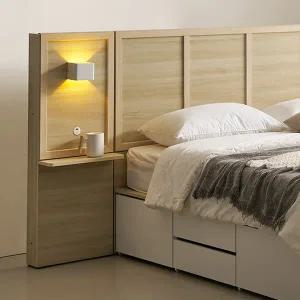 [보루네오]호텔라인 넉넉한 수납 침대 SS (조명협탁1개.7존매트) KC840