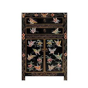 나비 자개장 엔틱 레트로 복지 골드 원목 벨벳 가구 홍학 거실장 나전칠기 자개농 사이드