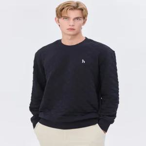 헤지스 남성 24FW [스테디셀러] 네이비 체크 면혼방 긴팔티셔츠 WHTS4D386N3