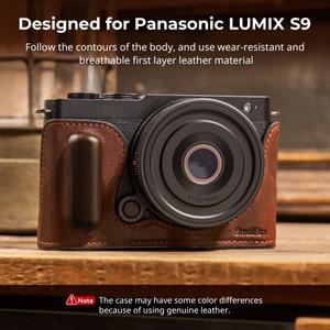 SmallRig S9 가죽 하프 케이스 파나소닉 LUMIX 용 카메라 내장 나무 그립스트랩 구멍 삼각대 4703