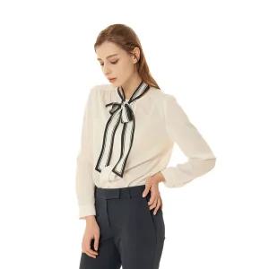 [올리비아하슬러] 프린트리본 타이 블라우스_OHDSBL203
