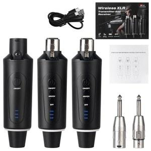 XLR 무선 마이크 시스템, 다이내믹 및 48V 콘덴서 마이크용 기타 송신기 수신기 플러그온, 오디오 믹서, 팬텀 전원 리버브 스위치(송신기 2개, 1개)
