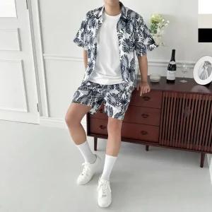 KWW 1003 남자 비치웨어 바캉스 반팔 남방 여름 반바지 세트 해변룩 셔츠 수영복 바다 휴양지