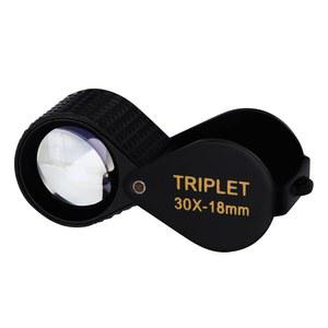 30배 확대 주얼리 루페 포켓 18mm 광학 유리 렌즈, 접이식 디자인, 금속 구조, 코인용 배터리 프리 젬스탬프 시계 취미